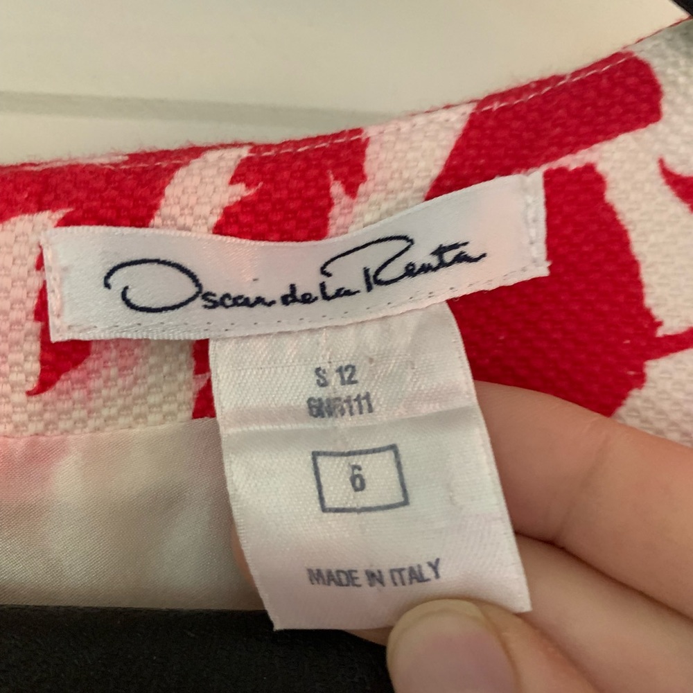 Oscar de la Renta red and white dress. Like new. - Picture 2 of 3